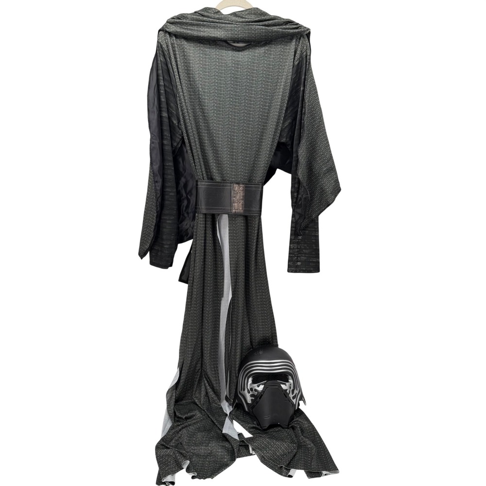 Star Wars Kylo Ren Costume Set Hooded Cape Robe Belt Mask Mens XL Black Grey